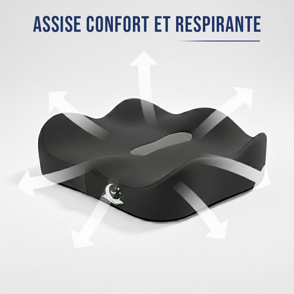Coussin d’assise ergonomique à mémoire de forme – siège bureau voiture – Signature Assise Confort