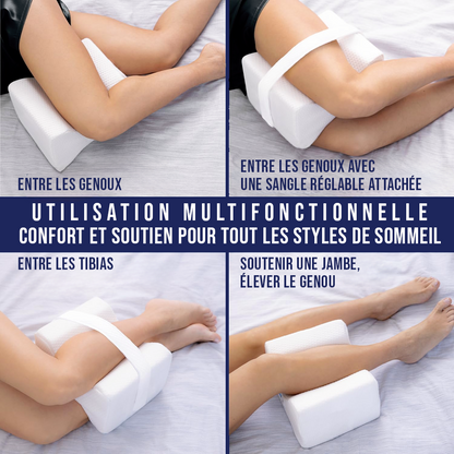 Coussin genoux ergonomique à mémoire de forme – coussin entre jambes sommeil – Signature Genoux