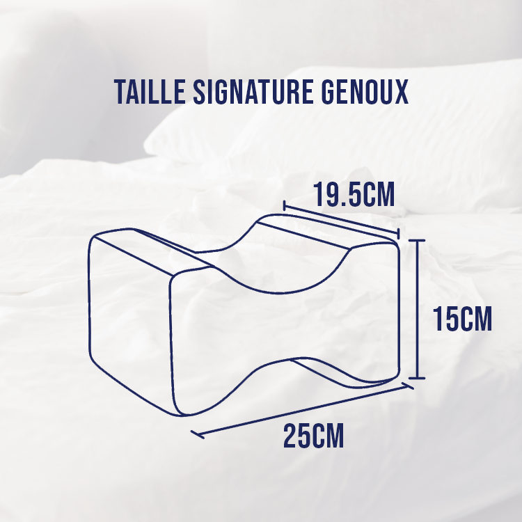 Coussin genoux ergonomique à mémoire de forme – coussin entre jambes sommeil – Signature Genoux