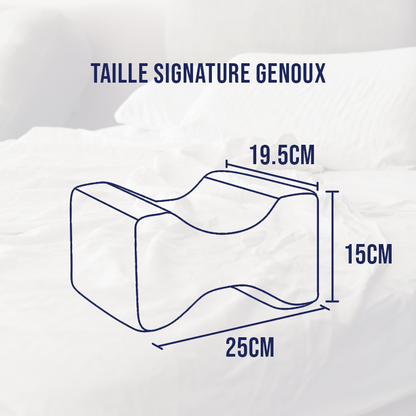 Coussin genoux ergonomique à mémoire de forme – coussin entre jambes sommeil – Signature Genoux
