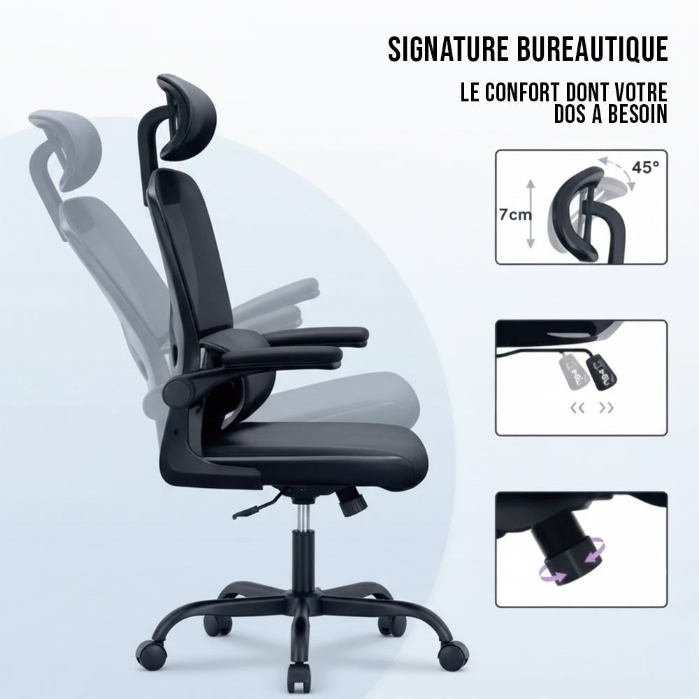 Chaise de bureau ergonomique en maille respirante – chaise travail – Signature Bureautique