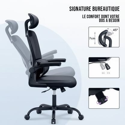 Chaise de bureau ergonomique en maille respirante – chaise travail – Signature Bureautique